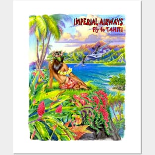 Imperial Airways Vintage Poster Print Travel and Tourism fLy to Tahiti Print Posters and Art